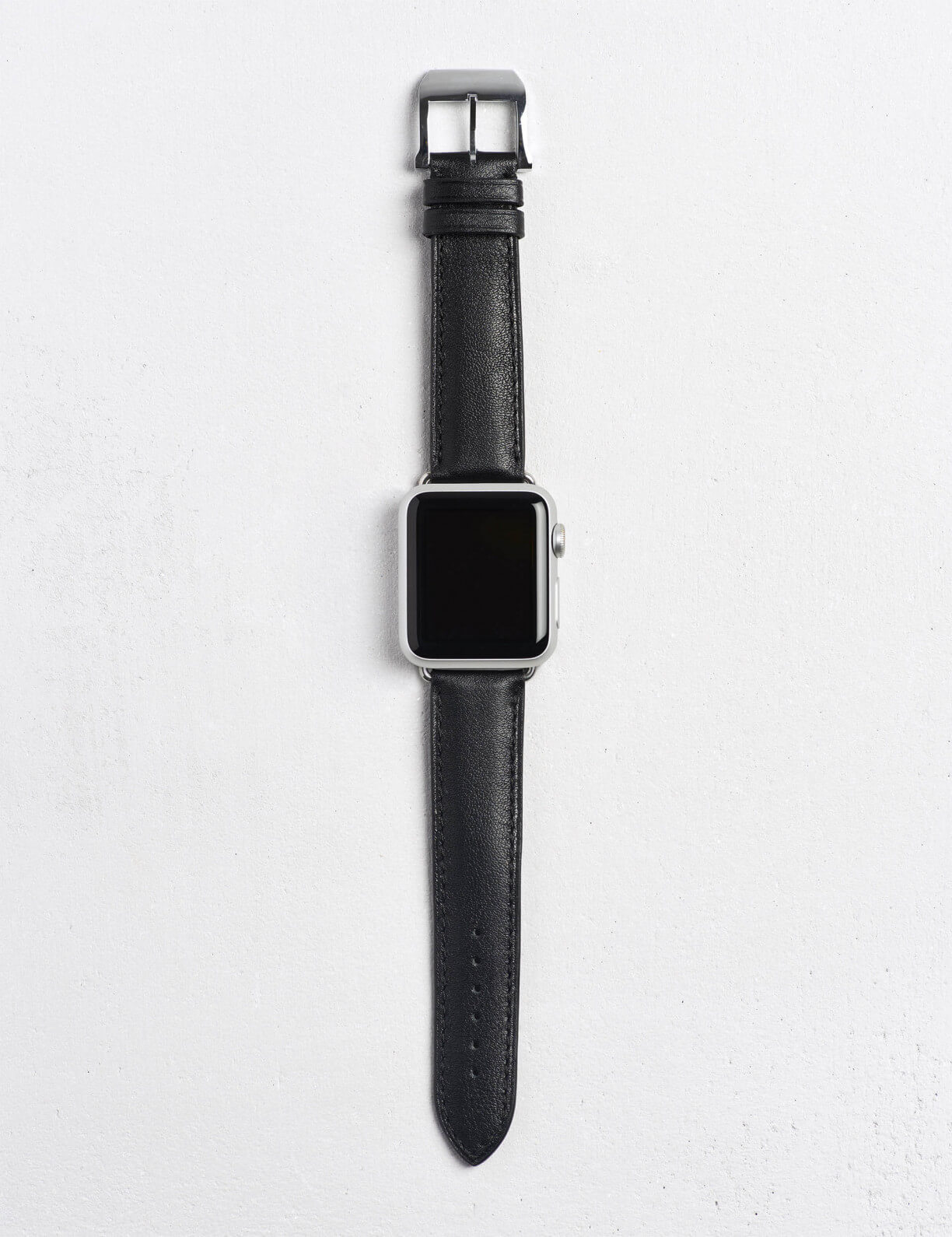 Apple Watch® Leather watch strap in black smooth calfskin Camille