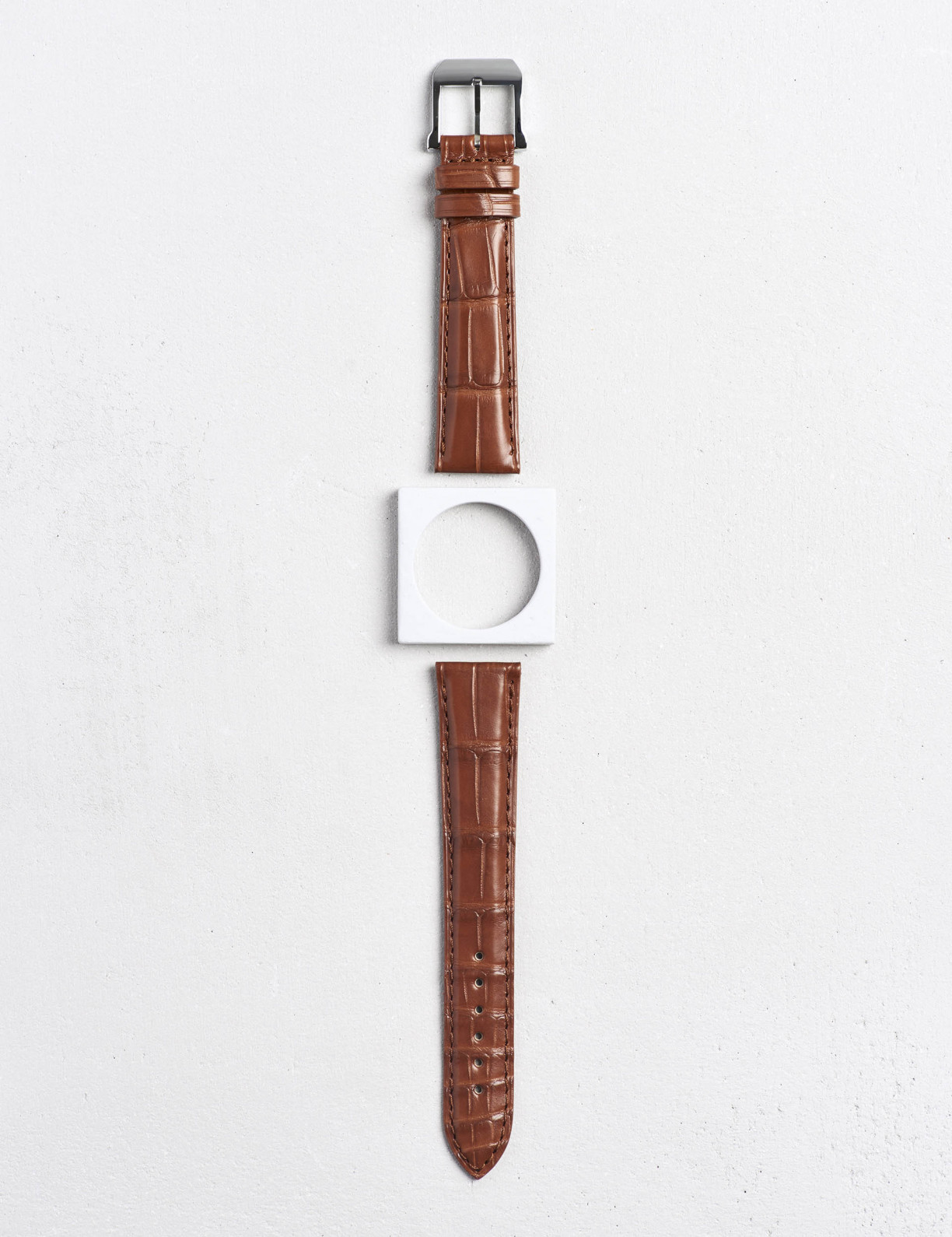 Matte square-scale alligator leather watch strap