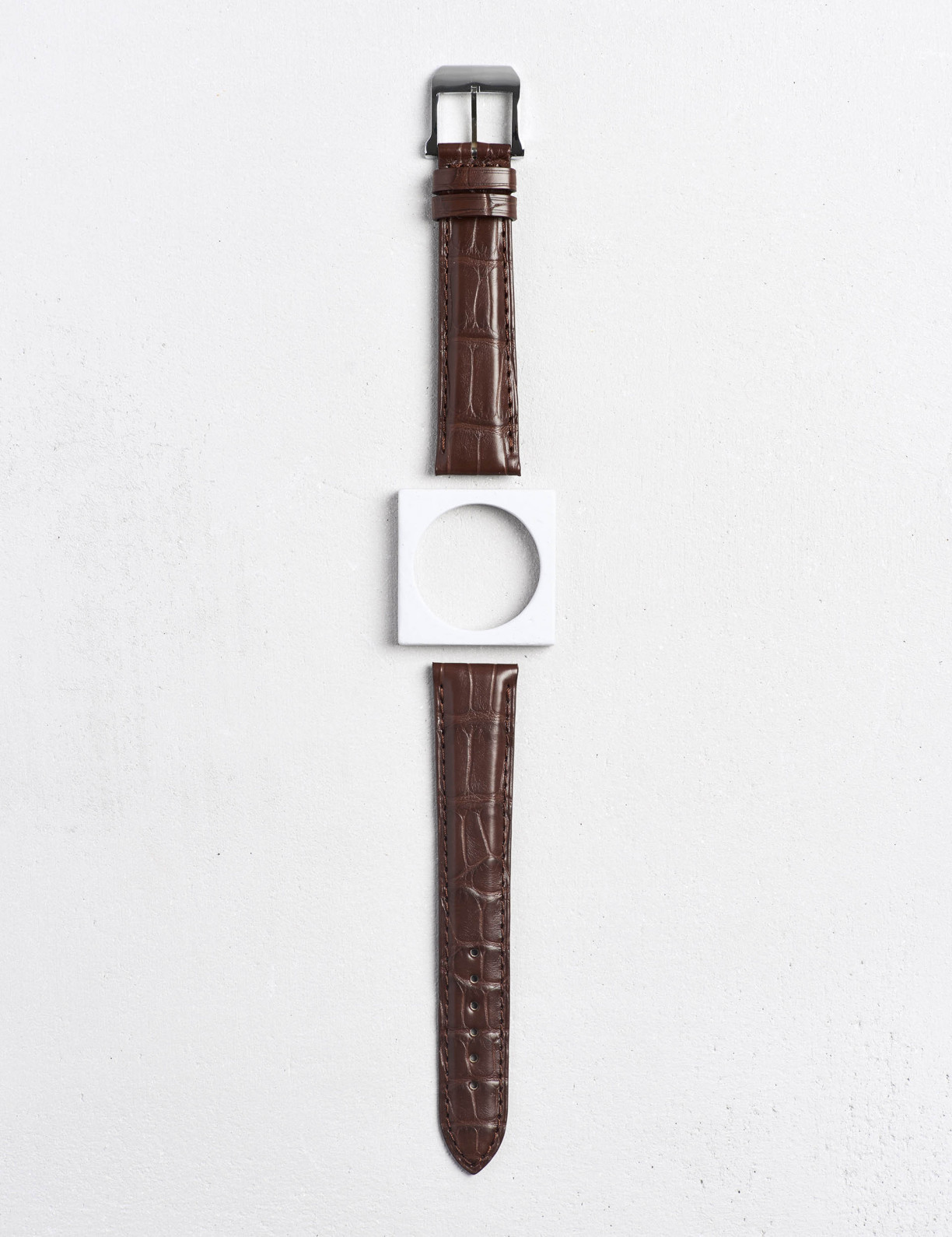 Matte square-scale alligator leather watch strap