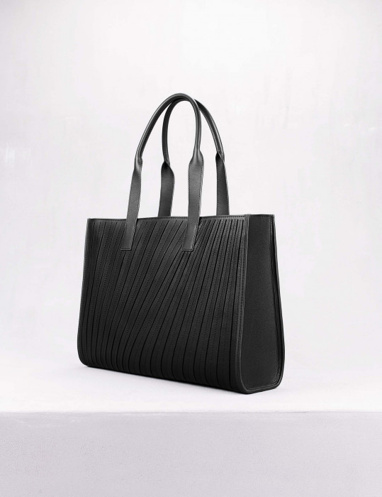Shopping bag in black pleated|Camille Fournet