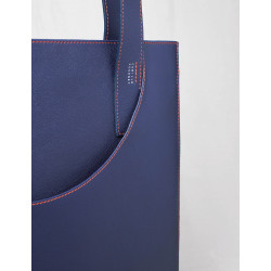 Soft leather tote bag in indigo blue smooth calfskin |Camille Fournet