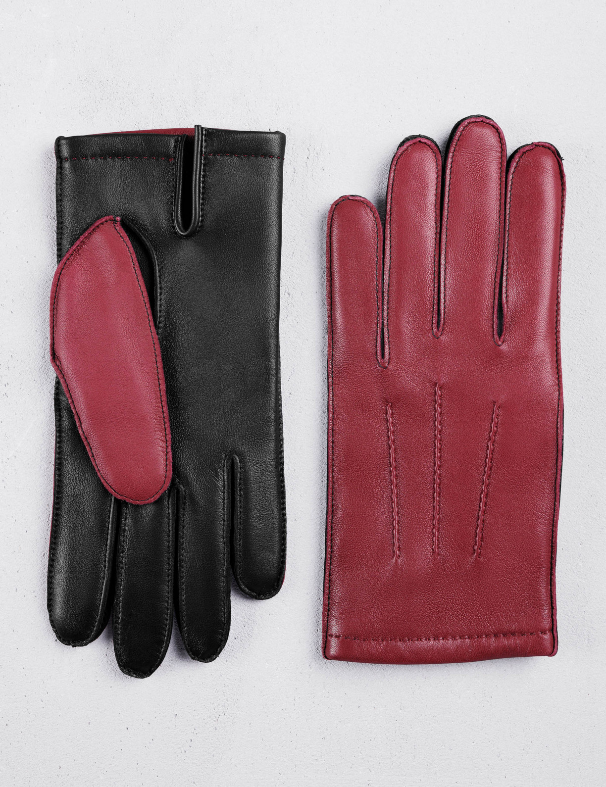 Gants tactiles piqué Homme en cuir d'agneau