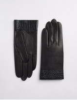 26.01 Gants avec empiècement en agneau et détails en alligator pour femme