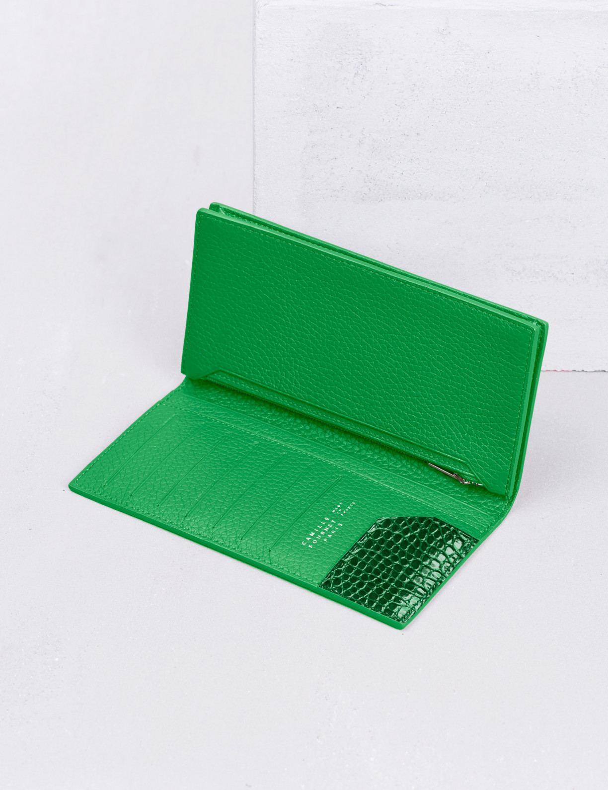 Long wallet with zipped compartment