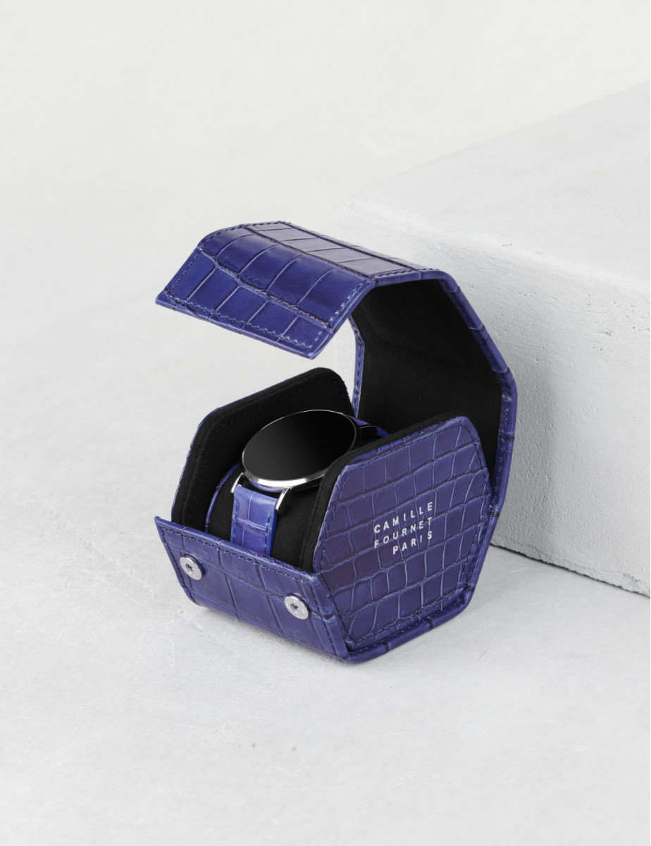 カズさん ★Camille Fournet ネイビー レザー ケース Small alligator watch case | Camille Fournet