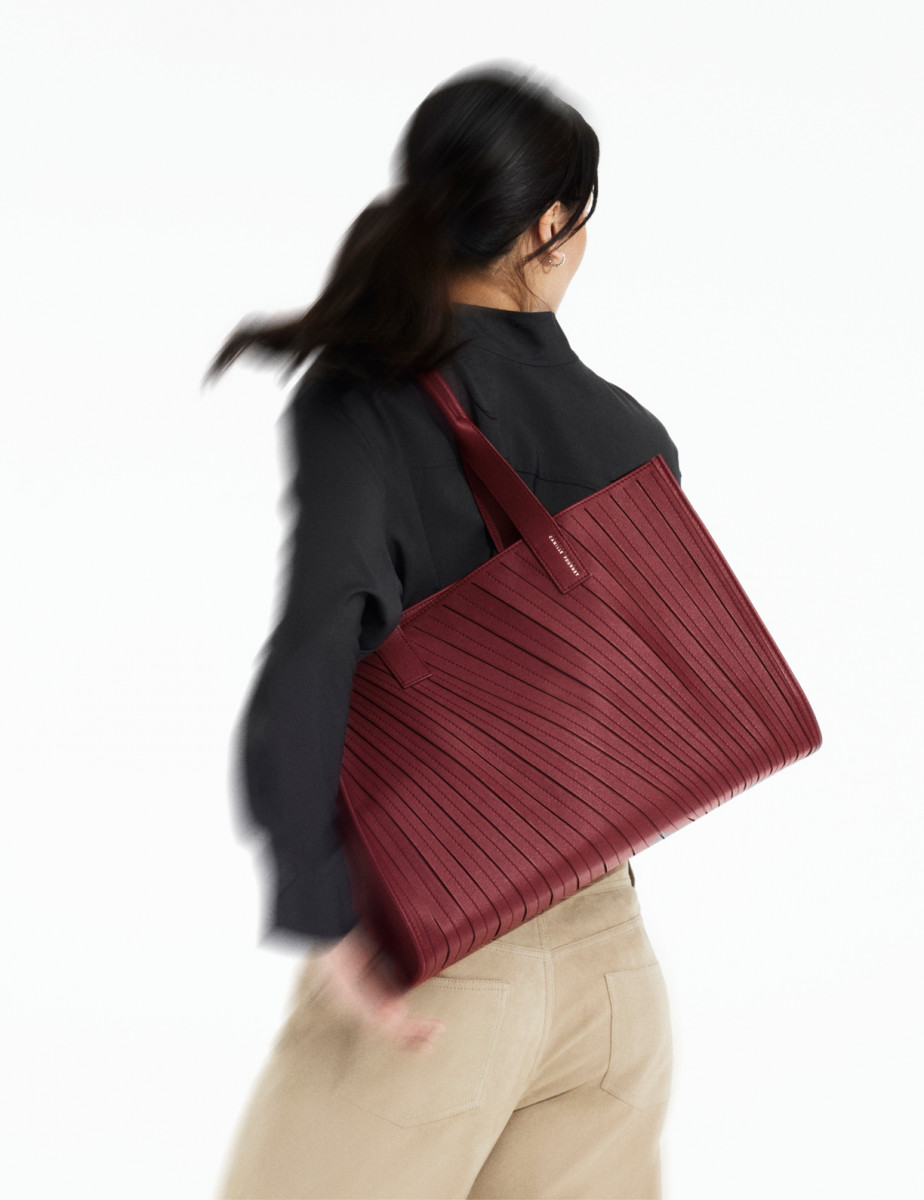 French Plissé leather tote bag | Camille Fournet