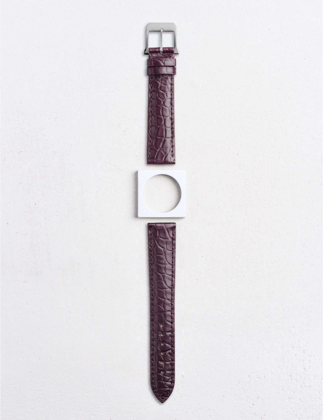 Bracelet de montre en cuir d'alligator écailles rondes mat