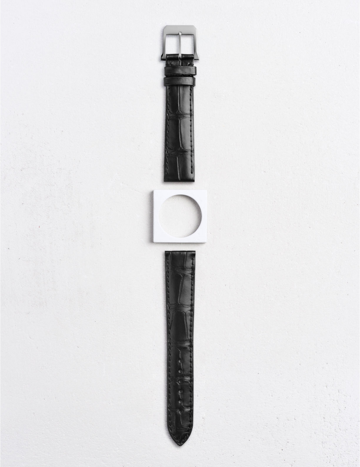 Bracelet de montre en cuir d'alligator écailles carrées mat