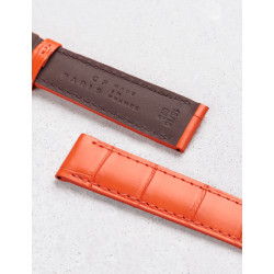 Bracelet De Montre En Vrai Cuir Crocodile Camille Fournet - Largeur 18 Mm, Rouge Fluo - Neuf