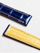 High-end leather watchstrap in shiny alligator