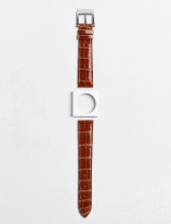 Leather watchstrap in shiny alligator square scales