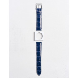 masa　CAMILLE FOURNET VERSO Nero クロコ Leather watchstrap in shiny alligator square scales | Camille Fournet