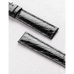 Leather watchstrap in shiny alligator round scales | Camille Fournet