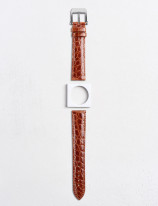Leather watchstrap in shiny alligator round scales