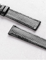 Leather watchstrap in shiny lizard