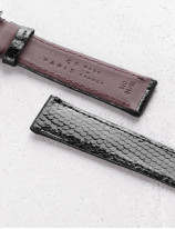 Leather watchstrap in shiny lizard