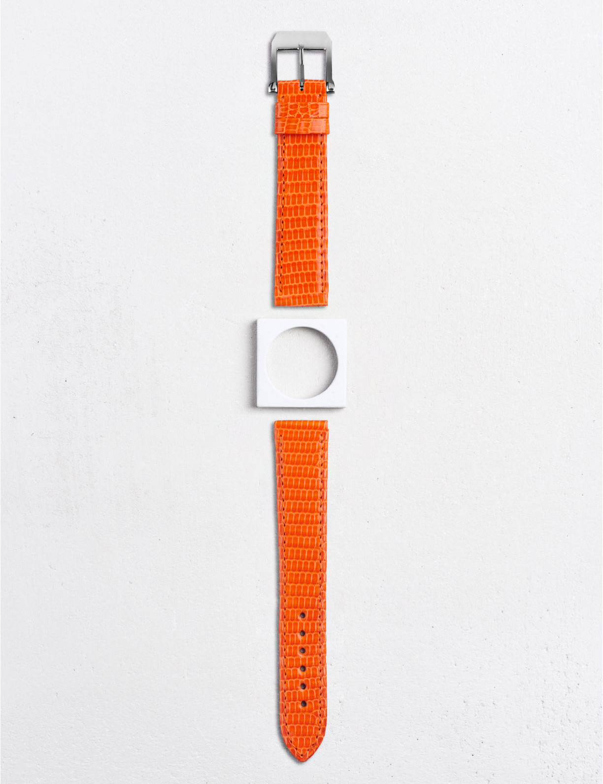 Leather watchstrap in shiny lizard