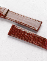 Leather watchstrap in shiny lizard