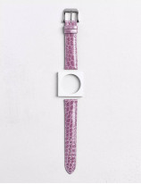 Leather watchstrap in shiny alligator round scales
