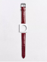 Leather watchstrap in shiny alligator round scales
