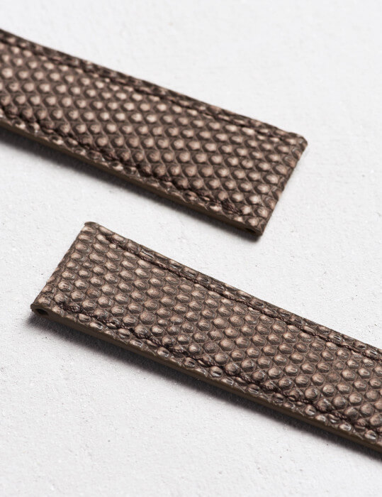 Bracelet De Montre En Cuir Lézard Gaufré Marron - Largeur 15mm - Boucle Ardillon - Fabriqué En Allemagne