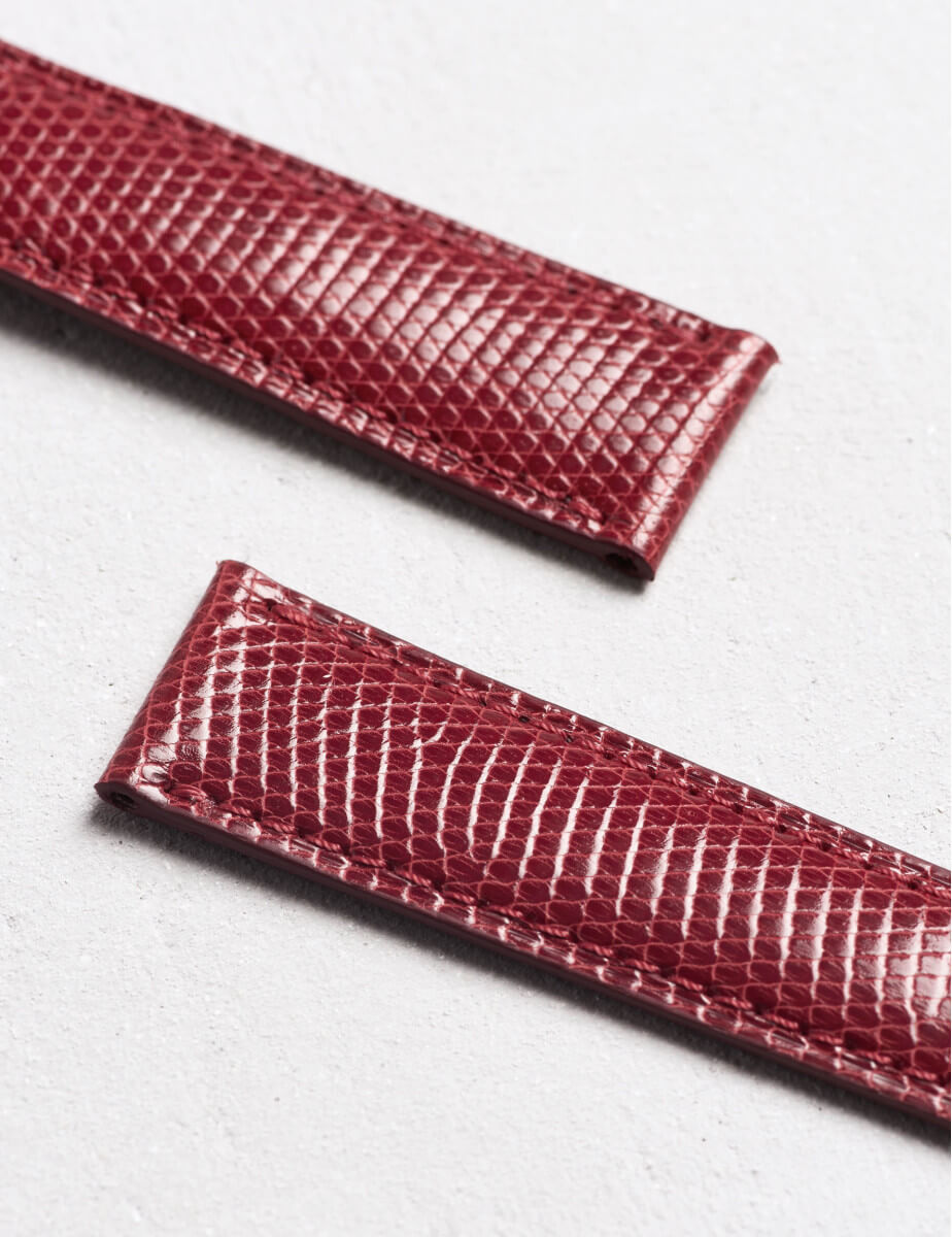Luxury Watch strap in shiny lizard leather|Camille Fournet